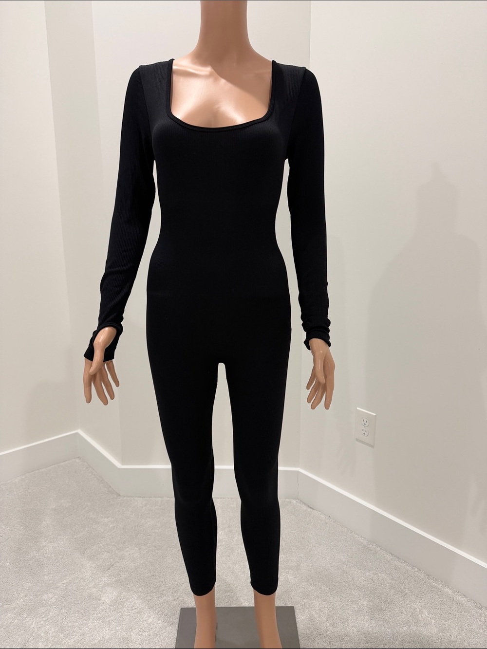 Black One-Piece Long Sleeve Jumpsuit
